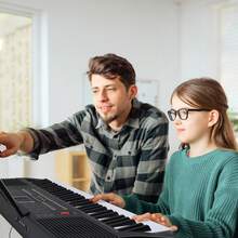 GEP-203 61 Key Keyboard With Piano Stand, Piano Bench, Built In Speakers, Headphone, Microphone, Music Rest, LED Screen, 3 Teaching Modes For Beginners - Black - View 8