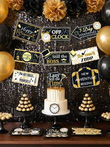 10 tấm bảng giấy trang trí tiệc nghỉ hưu màu đen và vàng, đồ trang trí nghỉ hưu unisex, phụ kiện chụp ảnh nghỉ hưu trang trọng theo phong cách cổ điển, phông nền trang trí tiệc chia tay nghỉ hưu, trang trí sân vườn ngoài trời, quà tặng tiệc. - Chủ đề nghỉ hưu - Xem 7