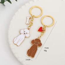 1pc Animal Cute Cartoon Poodle Cartoon Keychain Key Ring Four Seasons Valentine's Day Valentines Car Accessories Bag Charm School Animal Goth Y2k - Multicolor - View 11