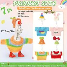 Desk Goose Outfits Cute Multiple Colors Sweaters Scarves Knit Hats For 7 Inch Mini Goose Statue, Home Office Decoration - 查看 6