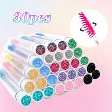 Waloshow Bộ cọ trang điểm mi giả kim cương 1-10-20-30-40-50 chiếc, cọ chuốt mascara nối mi với đầu cọ thay thế, cọ trang điểm kim cương sáng bóng chống bụi. - Nhiều màu - Xem 30