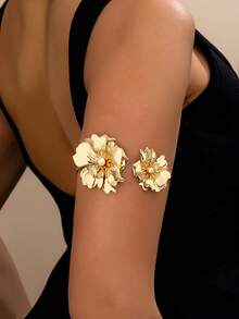 Gold Flower & Faux Pearl Jewelry Set, Suitable For Important Occasions - Jewelry Set - View 31