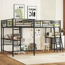90200cm High Bed with Two Levels Desk Under the Bed Double Staircase High Guardrails Black - Ideal for Small Bedrooms Maximizing Space Perfect for 's Rooms Dormitories and Guest Rooms Offers Se and Efficient Sleeping Solution - Verschiedenfarbig - Übersicht 5