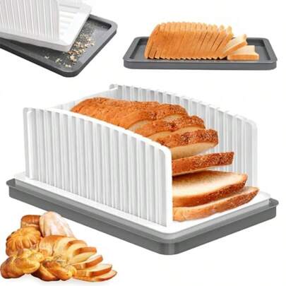 Bread Slicers For Homemade Bread Foldable Bread Slicer With Crumb Catcher Tray Bread Slicing Guide Adjustable Width Suitability For Toast Bagels Cakes