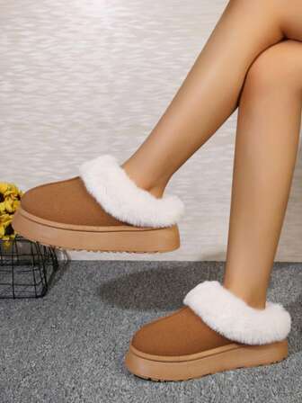 Women's Thick Fleece Snow Boots, Christmas Headcover Slippers, Thick Sole Non-Slip Indoor Boots, Brown, Thick Sole Indoor Snow Boots, Sports Snow Boots, British Style Thick Outdoor Brown Boots, Flat Warm Anti-Cold Versatile Cute Women Boots, Casual Non-Slip Women Snow Boots, Flat Furry Shoes