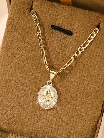 1件装，低过敏性时尚信仰小耶稣基督吊坠项链，适合作为圣诞节/感恩节/万圣节/母亲节/情人节礼物，天主教初领圣体礼，日常及节日佩戴