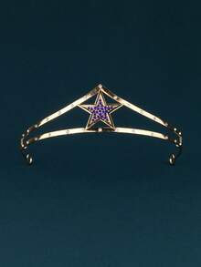 1 pieza Corona de aleación con estrella de cinco puntas al estilo europeo y americano, disponible en varios colores, para fiesta de cumpleaños de niñas, decoración de boda, fiesta de disfraces de Halloween, coronas, tiaras, guirnaldas para el cabello, diademas, accesorios para el cabello, novia, accesorios para el cabello para mujeres - A332-D10 - Ver 14