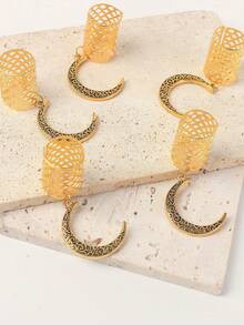 5 قطع مجموعة إكسسوارات شعر للنساء مزينة بالنجوم والقمر المضفر، مشابك شعر مناسبة للمناسبات والأعياد والاستخدام اليومي، قلادات، هدايا، رمضان، مشابك شعر، دبابيس شعر، إكسسوارات رأس - الذهبي - مشاهدة 6