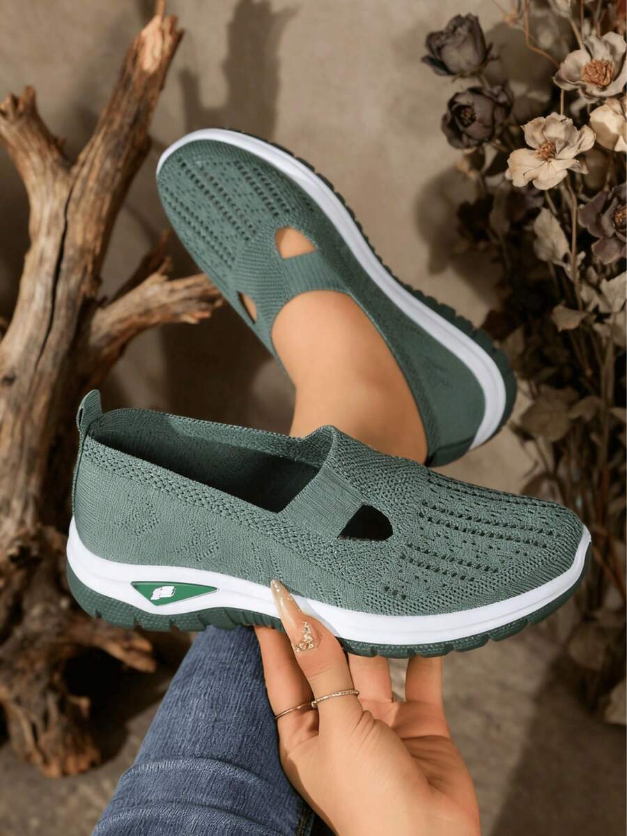 Women's Orthopedic Comfort Slip-On Sneakers - With Arch Support And Skin-Friendly Foam, All-Day Lightweight Walking Shoes, Non-Slip PVC Sole - Suitable For Nurses, Teachers, Standing And Running Errands, Orthopedic Shoes, Exquisite Pressure-Relieving Design, Beautiful Embroidery, Soft Cushioning, Suitable For Long-Term Standing Work Shoes, Casual Women's Shoes - 綠色 - 查看 1