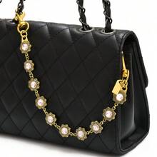 1 Pcs Retro Oval Carved Rhinestone Bag Hanging Chain Crossbody Bag Extended Chain Women'S Accessory - 金色 - 查看 2