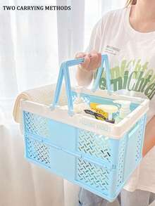 1 سلة تخزين قابلة للطي، سلة تخزين متعددة الوظائف، سلة تخزين محمولة باليد، سلة تخزين القرطاسية، سلة تخزين الوجبات الخفيفة، سلة تخزين بلاستيكية، مناسبة للقرطاسية والمستحضرات التجميلية والوجبات الخفيفة والمفاتيح والغرفة والصالة والحمام والمكتب - متعدد الألوان - مشاهدة 10