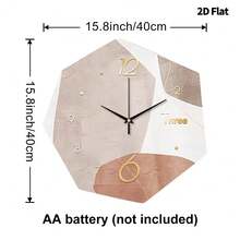 1 pieza Reloj de pared moderno minimalista y de moda, diseño plano 2D, movimiento de cuarzo súper silencioso, sin tic-tac, adecuado para sala de estar, sala de música, dormitorio, cocina, cafetería, decoración, regalo perfecto y decoración festiva