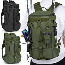 Fishing Backpack Tackle Bag Men Large Sports Rucksack Rod Holder Hiking Camping - Black - View 1