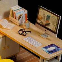 Kit de manualidades en miniatura para hacer una maqueta de habitación de estudio, modelo de ensamblaje con cubierta antipolvo, rompecabezas 3D, regalo de juguete, decoración del hogar para dormitorio, adecuado para adolescentes, niñas, niños, damas, caballeros y adultos - Multicolor - Ver 7