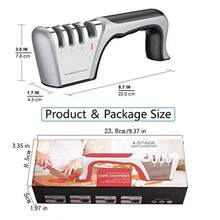 四合一多功能磨刀器，四槽专业磨刀器，一键修复刀刃，快速高效，防滑底座，适用于陶瓷刀、钢刀和剪刀，厨房必备工具