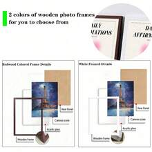 [Pintura de lienzo moderna] Juego de 3 piezas de pintura de lienzo con marco opcional, adecuado para decoración del hogar y la oficina - Pósteres con marco de madera, arte moderno medieval abstracto, pósteres geométricos y de hojas, café, sala de estar, bar, decoración de pared del hogar y dormitorio