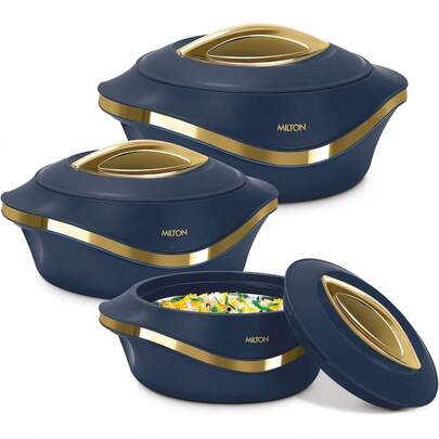 Casserole Double Walled Inner Stainless Steel Serving Casserole Set Of 3 455 Ml 860 Ml 1270 Ml PU Insulated Kitchen Hot Pot Keeps Food Hot And Fresh For Roti Pearl Blue