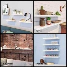 4 Pack Christmas Themed 4 Pack Christmas Floating Shelves Wall Mounted, Bathroom/Kitchen/Bedroom/Living Room Shelves, Over Toilet Hanging Shelf For Home Storage & Festive DecorShelves, Wall Mounted Bathroom Shelves For Kitchen Bedroom Living Room, Over Toilet Hanging Shelf With Holiday Decor For Home Storage & Festive Style - White - View 6