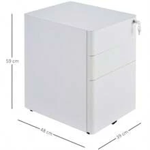 Vinsetto 3-Drawer Mobile Filing Cabinet, Office Furniture, Steel, White, 39 X 48 X 59 Cm (Available Now) - White - View 5
