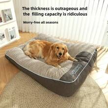 Large Dog Bed With A Thickened Sofa Design; Portable, Thickened Flannel Warm Pet Mat; Suitable For All Seasons, Perfect For Family Living Rooms; Cute Pet Bed, Removable And Washable, Non-Slip Bottom, Easy To Maintain, Comfortable Design, Enjoy A Peaceful Sleep. - Xám - Xem 4