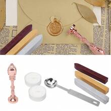 Sello de lacre, kit de sellos de lacre, sello de lacre retro con mango de latón rojo para invitaciones de boda, sobres y tarjetas de papelería. Idea de regalo excepcional. Sello de lacre personalizado con logotipo. Kit de barras de lacre. - Unitalla - Ver 4