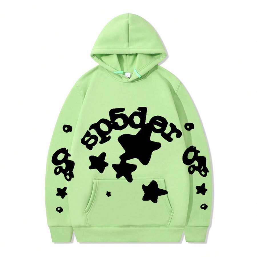 SPSDER Letter Hoodie Couple Spider Web Sweatshirt Top Sweatshirt - 16 - 查看 1