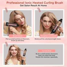 stylefi Christmas Gift For Women – Electric Hair Curler With Volumizing Brush, 55W Professional Anti-Frizz Curling Iron, Quick Heat-Up Styling Comb For Shiny, Voluminous Waves, Black & Pink Design - US A Type Plug(110-127V) - View 11