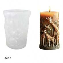 1pc Silicone Mold With Animal Scenes Of Giraffe, Kangaroo, Lion, Rabbit, Suitable For Candle Making - White - View 5
