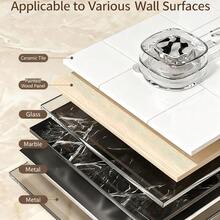 Glacier Pattern Triangular Corner Shelf | No-Drill Bathroom Wall-Mounted Rack With Suction Cup For Washbasin Storage - Transparent - View 9