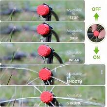 50/100/500个喷灌滴头，1/4英寸倒钩滴头，360度可调节浇水，适用于4毫米/7毫米花园浇水管系统的防堵塞滴头（红色） - 彩色 - 查看 3