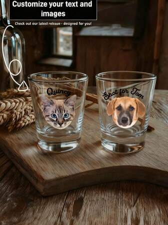Verre à shot personnalisé avec photo d'animal de compagnie, faveurs personnalisées pour fête d'anniversaire, cadeau de portrait d'animal de compagnie personnalisé, multifonctionnel, durable, ornemental, réutilisable, exquis, élégant, de haute qualité, coloré, moderne, personnalisé, unique, cadeau idéal pour lui, cadeau amusant pour les amateurs de chiens
