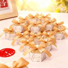 30 piezas Pequeñas cajas de dulces de boda, bolsas de dulces portátiles, pequeñas cajas de regalo con cintas, cajas para obsequios de fiesta, cajas de dulces, cajas de papel de embalaje adecuadas para bodas, vacaciones, embalaje de regalos de aniversario - Multicolor - Ver 4