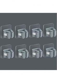 1/2/4/6/8pcs, Mop Holder, Mop Hook, Mop Clip, Wall Mounted Mop And Broom Storage Clip, Mop Hanging Rack, Multifunctional Tools Storage Clip For Bathroom Kitchen Garden, Cleaning Accessories, Household Gadgets No-Drill