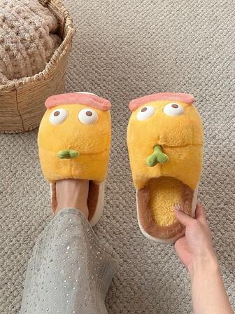 XIXITIAO 1 双可爱卡通香肠嘴小丑鱼毛绒拖鞋，搞怪创意家居鞋，保暖防滑软底拖鞋，适合女士和情侣，适合冬季、孕妇、派对