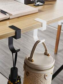 Heavy Duty Metal Desk Edge Bag Hanger, Clamp-On Purse Holder Rack Mounted Under Desk, Multifunctional Handbag Storage Organizer For Desk, Backpack, Headphones, Keys, Umbrella, Water Bottle - Multicolor - View 2