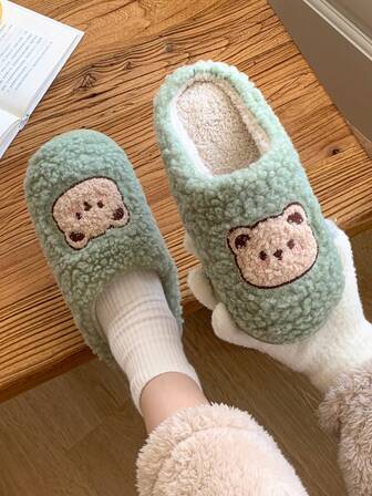 Söta och varma plyschiga tåtofflor för par, för män och kvinnor, höst/vinter