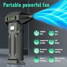 无绳大功率涡轮风扇，无刷电机涡轮风扇，Type-C 可充电电池，续航时间长，适用于除尘、烧烤、家用电脑机箱、键盘、汽车挡风玻璃、吹落叶、清除积雪，是车主、庭院维护、园艺工具、手持设备的理想之选。轻巧便携，电池耐用，风扇强劲，用途广泛，适合园丁和汽车爱好者使用。 - 便攜式高速渦輪風扇 - 查看 3