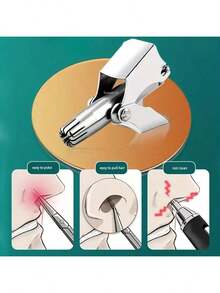 Stainless Steel, High-Quality Small Round-Tipped Nose Hair Trimmer, Battery-Free Disposable Nose And Ear Clippers - Silver - View 2
