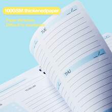 1 Stück undatierter Planer Notizbuch, 54 Seiten Wochen-/Tagesplaner, Zeitmanagement Datingplaner, wasserfester Einband zum reibungslosen Schreiben, Planer für das neue Jahr 2026, Weihnachtsgeschenk für Freunde und Familie - mehrfarbig - Übersicht 7