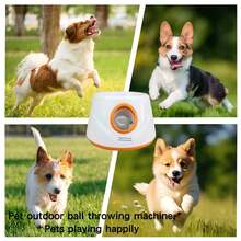 1pc New Pet USB Rechargeable Long Lasting Smart Multi-Distance Ball Launcher Outdoor Elastic Tennis Ball Thrower Dog Toy Automatic Throwing Machine, Perfect Size For Small And Medium Dogs, Comes With 3 Elastic Balls, Must-Have For Dogs And Cats