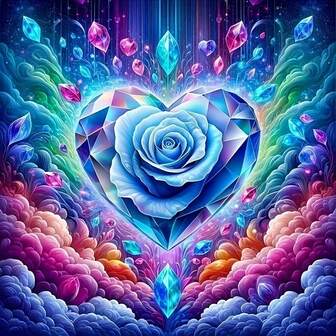 DIY 5D Blå Hjärta Diamantmålningssats - Rund Kristallkonst Mosaik För Hemväggdekoration, Ramlös