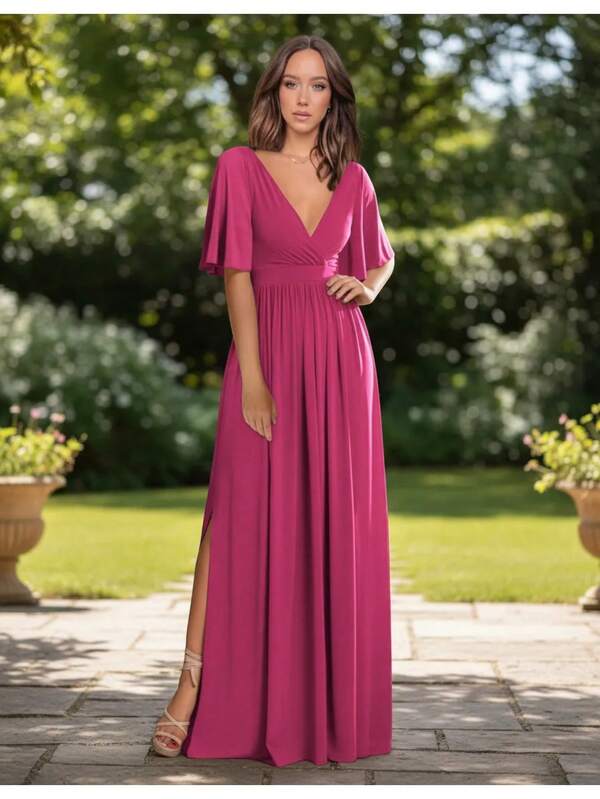 Vestido Largo Elegante De Moda Con Abertura Escote #SensaciónDeLujo
