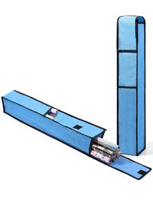 1 pieza Bolsa de almacenamiento de papel de regalo impermeable de tela Oxford azul - Plegable, resistente a arañazos, a prueba de polvo, bolsa de almacenamiento de rollos de papel de regalo de Navidad con asa - Azul - Ver 9