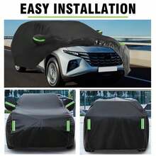 SUV Car Cover, Waterproof Outdoor Car Cover, All-Weather Protection Against Sun, Frost, And Snow, Suitable For SUV And Outdoor Vehicles, Protection Against Snow, Rain, UV, And Dust - Premium Full Car Exterior Cover With Reflective Strips And Wind Straps - Black - View 5
