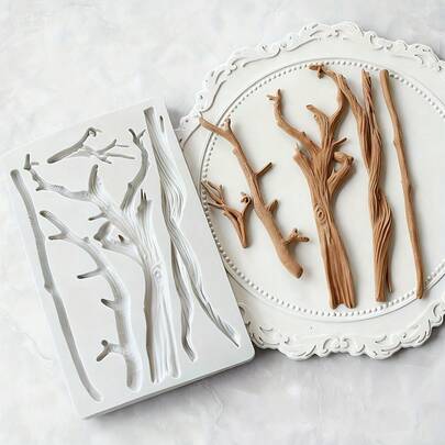 1pc Tree Branch Resin Clay Silicone Mold, Suitable For DIY Decoration And Making Fragrance Stones, Plaster Ornaments