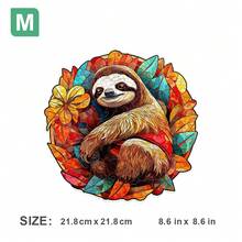 圣诞彩色孔雀礼盒木质拼图外星动物拼图生日礼物家居装饰独特礼物家居互动高难度游戏 - 杏色 - 查看 9