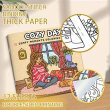 GDTME Comfortable Day Girl Relaxing At Home With Sleeping Puppy And Teapot Scene, Coloring Book For Cute Painting, Suitable As Gift For Valentine's Day, Mother's Day, Father's Day, Teacher's Day, Easter, Halloween, Christmas Party And Birthday, Great For Friends Who Enjoy Coloring And Back To School - Apricot - View 7