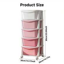 Senmeo 36cm Space-Saving PP Storage Rack - 5-Tier With Drawers, DIY Assembly (Gradient Pink) | Holiday Dorm/Student Bedroom Organizer - Pink - View 4