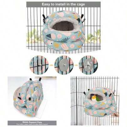 Bird Nest House Winter Warm Bird Bed Hanging Hammock Snuggle Hut Parakeets Budgies Cockatiels Conures Parrot Small, Blue