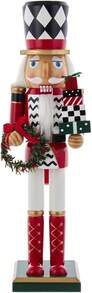 15-Inch Red, White And Black Nutcracker With Gift Box And Wreath--Christmas Decor, Holiday Decor, Christmas Ornament, Christmas Tree Ornaments, Christmas Supplies, Christmas Gifts - 預設 - 查看 9